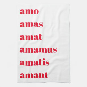 Latin Tea Towel, Amo Amas Amat, Schooldays Theme Kökshandduk