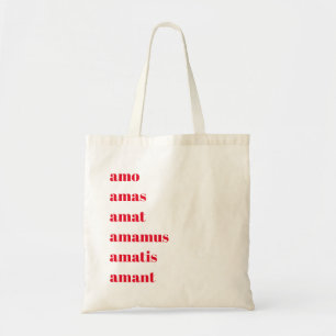 Latin Tote Bag, Amo Amas Amat, Schooldays Theme Tygkasse