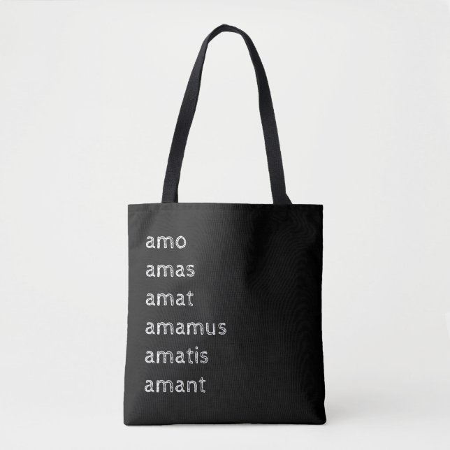 Latin Tote Bag, Amo amas amat  Tygkasse (Framsida)