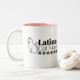 Latina Cat Mamma med Kattunge Tassar Två-Tonad Mugg