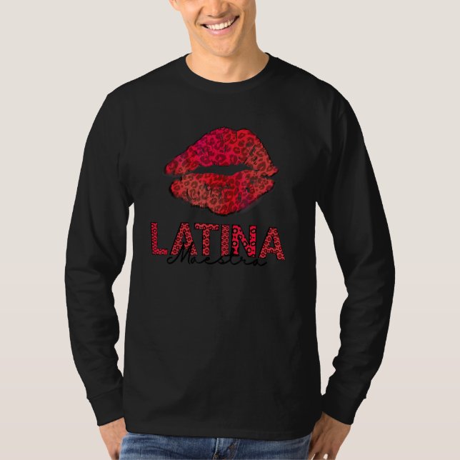 Latina Maestra leopard Latina Teacher Hispanic tea T Shirt (Framsida)