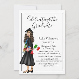 Latina med Flaggor och Diploma College Graduation Inbjudningar