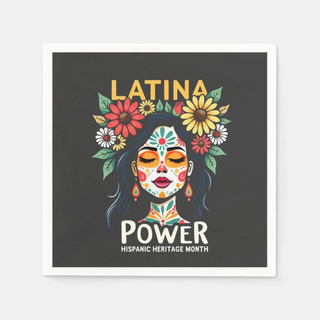 Latina Power Hispanic Heritage Month Pappersservett (Framsidan)