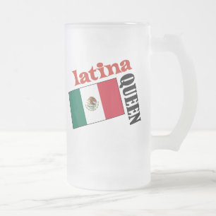 Latina Queen & Mexican Flagga Frostat Ölglas
