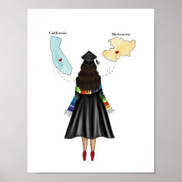 Latina Student med två Stater Studenten Poster