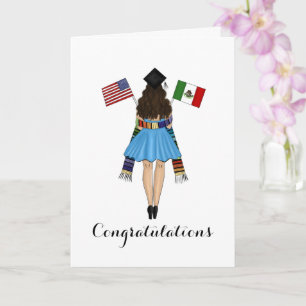 Latina Student Serape Mexico American Flaggor Grad Kort