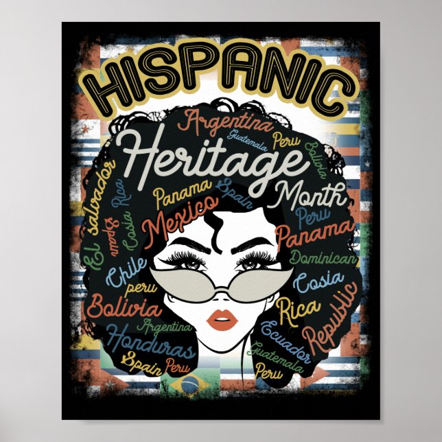 Latina Woman Art Hispanic Heritage Monte Latin Poster (Framsidan)