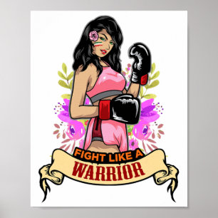 Latina Woman Boxing Kickboxing Girl Fitn Poster