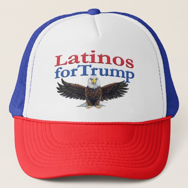 Latinamerikaner för Trump Röd, Vit & Blå Örn Keps (Framsida)