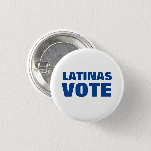 Latinas Vote blue and white voto latino modern Knapp (Framsida & baksida)