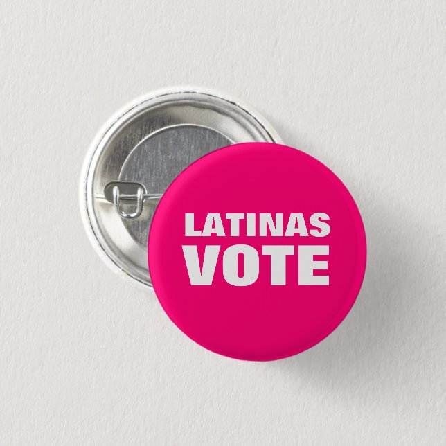 Latinas Vote shock rosa white voto latino modern Knapp (Framsida & baksida)