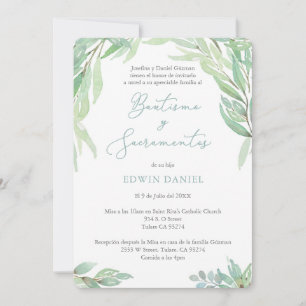 Latino Boy Baptism & Sacraments Ceremony Party Inbjudningar