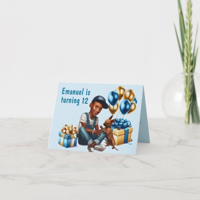 Latino Boy med Hund Birthday-inbjudan Inbjudan (Framsida)