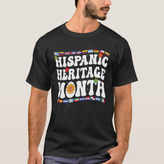 Latino Land Flaggor Heart Hispanic Heritage Mon T Shirt