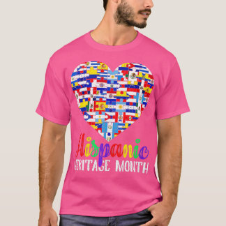Latino Land Flaggor Heart Hispanic Heritage Mon T Shirt