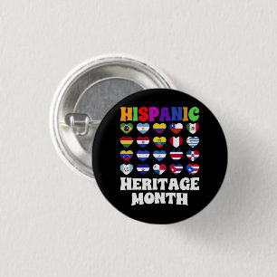 Latino Land Flaggor Heart, Lycklig Firande Knapp