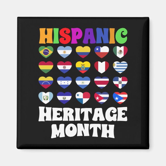 Latino Land Flaggor Heart, Lycklig Firande Magnet (Framsidan)