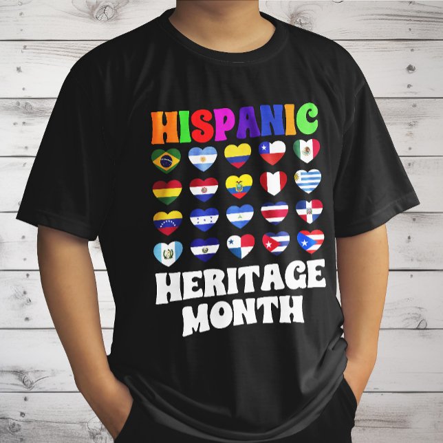 Latino Land Flaggor Heart, Lycklig Firande T Shirt (Skapare uppladdad)