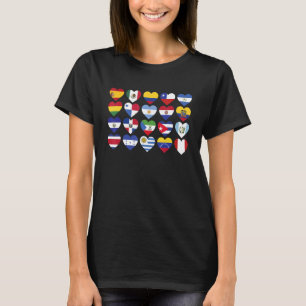 Latino-länders flaggor Hjärta Hispanic Heritage Må T Shirt