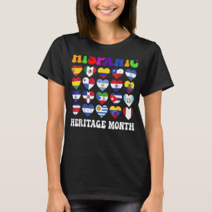 Latino-länders flaggor Hjärta Hispanic Heritage Må T Shirt