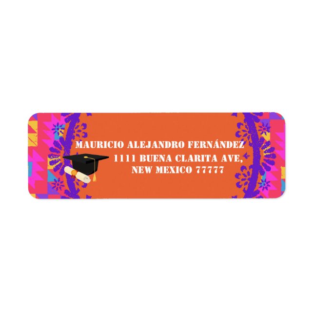Latino Papel Picado spanska | Årsklass Returadress Etikett (Framsidan)