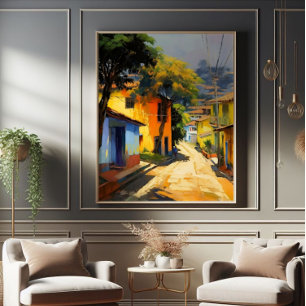 Latino Town Ligcape Impressionism Fototryck