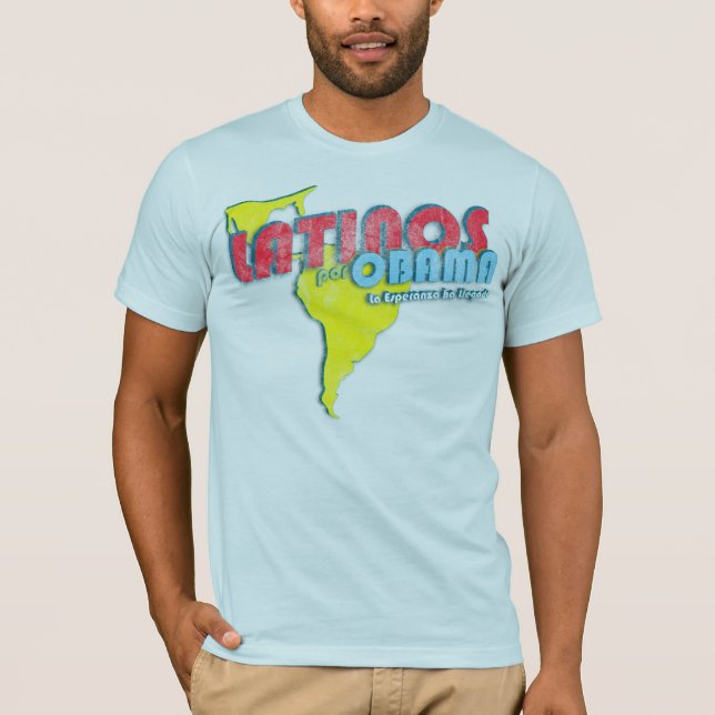 Latinos Por Obama 4-Distressed Tee (Framsida)
