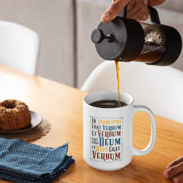 Latinsk bibel verse in Principio Erat Verbum Kaffemugg