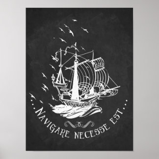 Latinsk citattecken art chalkboard art Nautical fr Poster