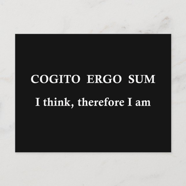 Latinsk fras Cogito Ergo Sum Vykort (Framsida)