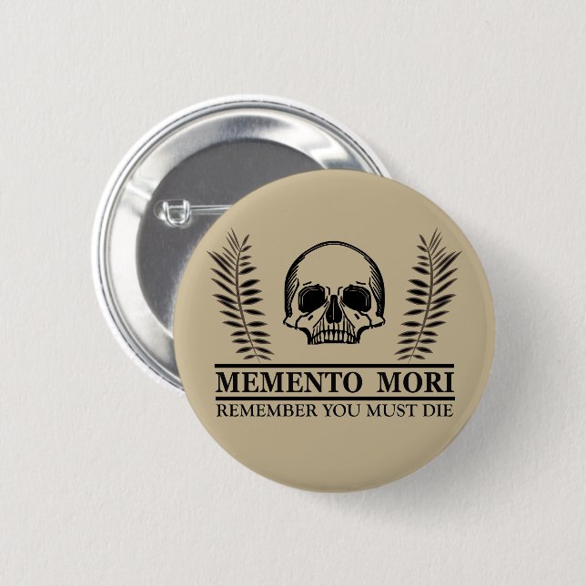 Latinsk fras - Fånga dagen - Memento Mori  Knapp (Framsida & baksida)