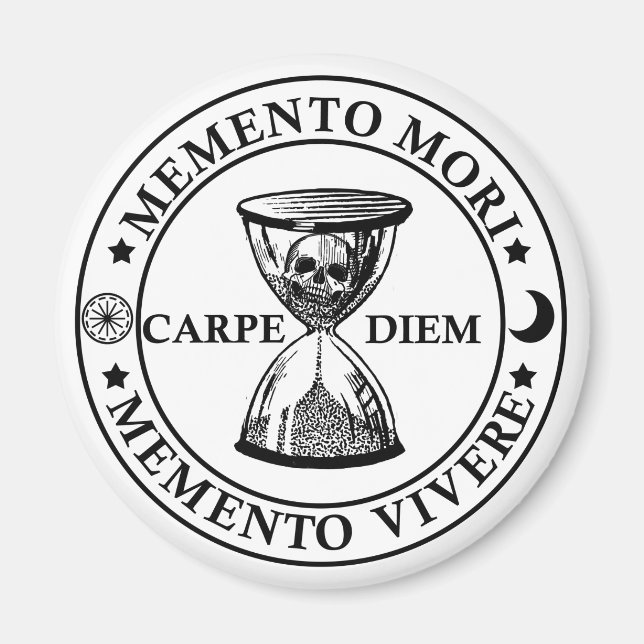Latinsk fras - Fånga dagen - Memento Mori Magnet (Framsidan)