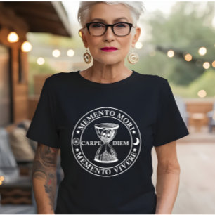 Latinsk fras - Memento Mori Memento Vivere T Shirt