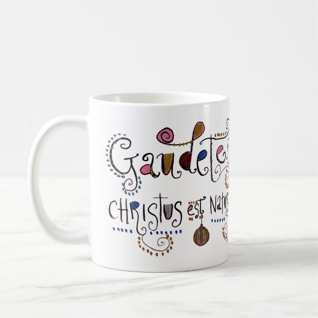 Latinsk gaudete Whimsical Hand-Lettered jul Kaffemugg (Vänster)