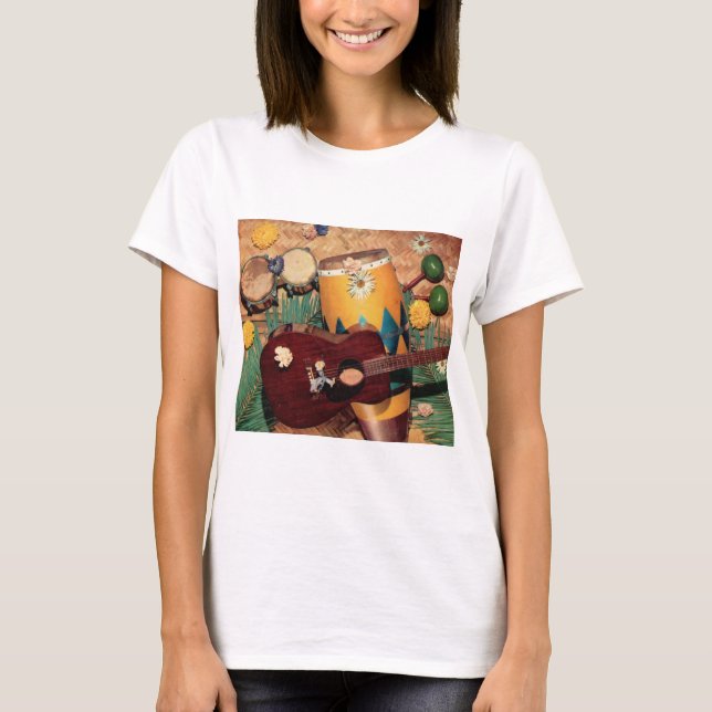 Latinsk musik instrumenterar tee shirt (Framsida)