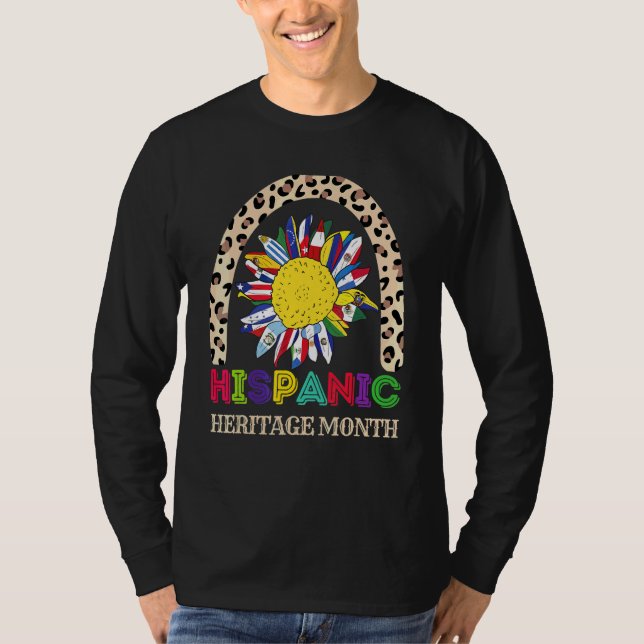 Latinsk solros Alla länders flaggor Hispanic Herit T Shirt (Framsida)