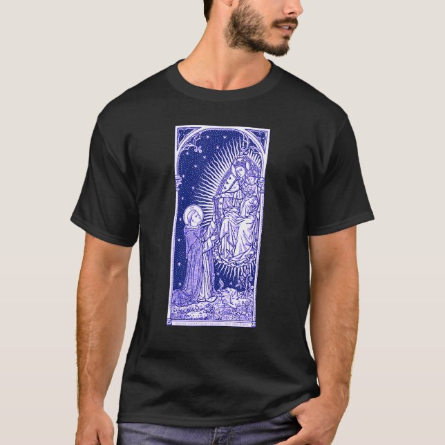 Latinsk vår Dam i Rosary Marian Consecration T Shirt (Framsida)
