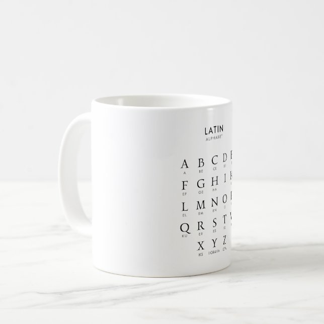 Latinska alfabetet kaffemugg (Framsida vänster)