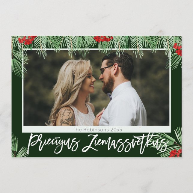 Latinska Watercolor Priecigus Ziemassvetkus Photo (Framsida)