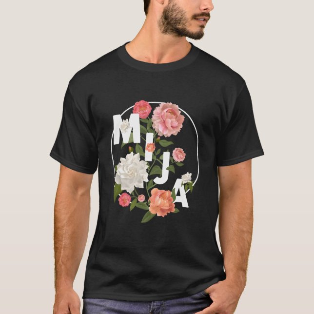 Latinx Latina Mija För Dotter Blommig T Shirt (Framsida)