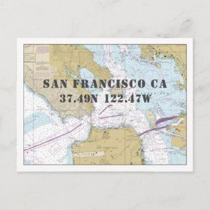 Latitud i San Francisco CA Nautical Chart Vykort