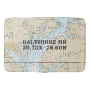 Latitude-diagram för Nautisk, Baltimore MD Longitu Badrumsmatta