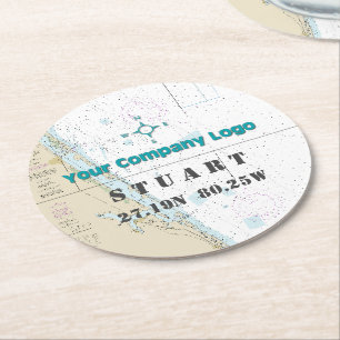 Latitude Longitude FLORIDA-diagram för PR-Logotyp Underlägg Papper Rund