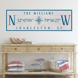Latitude Longitude Personalized Family Name Wrap Canvastryck