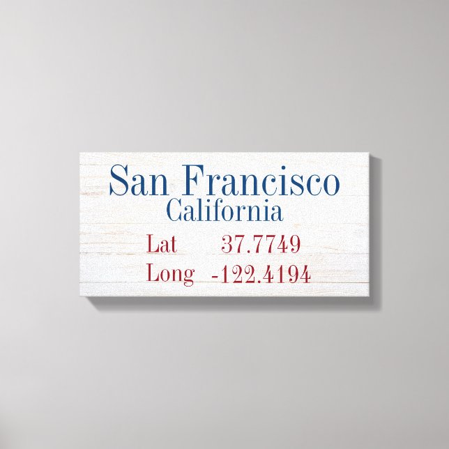 Latitude och longitud för din stad canvastryck (Framsida)