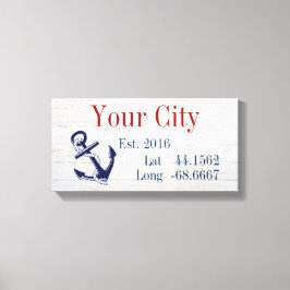 Latitude och longitud för din stad eller familj Na Canvastryck