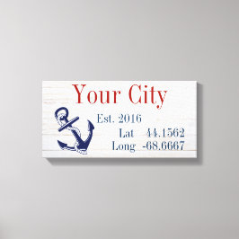 Latitude och longitud för din stad eller familj Na Canvastryck