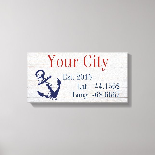Latitude och longitud för din stad eller familj Na Canvastryck (Framsida)