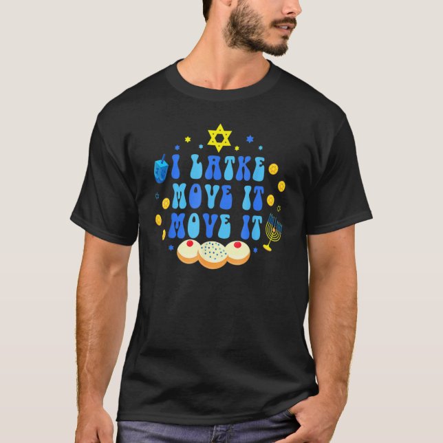 Latke Hanukkah Holiday Retro Dreidel Menorah Jewis T Shirt (Framsida)