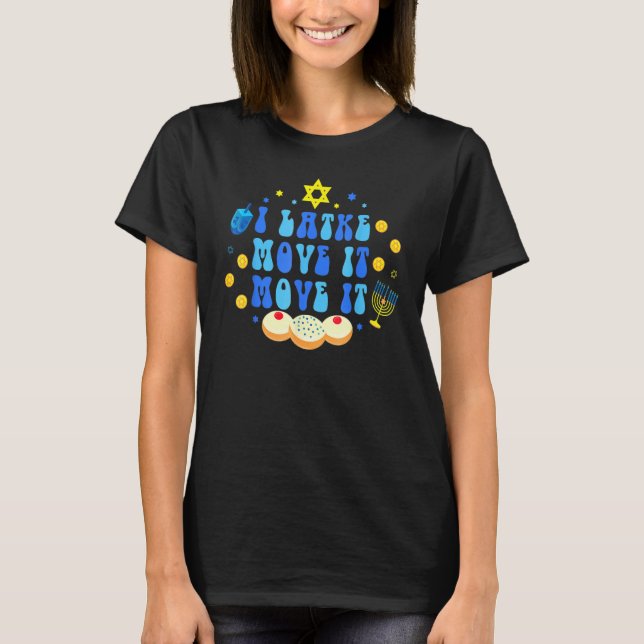 Latke Hanukkah Holiday Retro Dreidel Menorah Jewis T Shirt (Framsida)